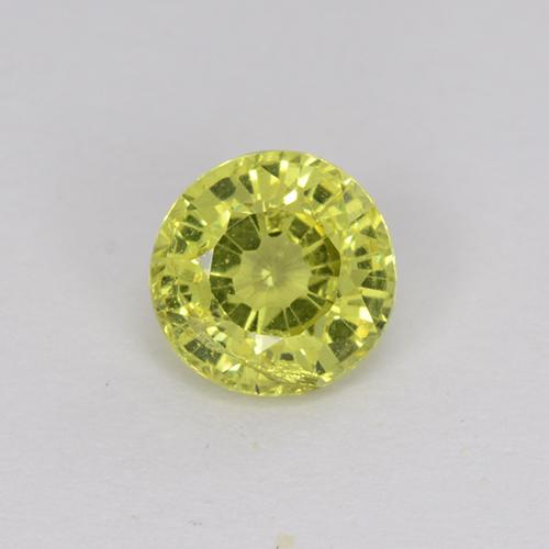 0,73ct Sfaccettatura rotonda giallo Granato grossularia dalla Tanzania, Dimension 5,3mm, Natural non trattati Gemstone, SI Clarity, 1 piece Granato grossularia in Giallo chiaro verdastro Color, Mohs Hardness of 6,5 - 7,5 adatto per gioielli da indossare ogni giorno, Photo A