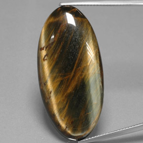 Medium-Dark Brown 鹰眼石 Gem - 33.5ct 椭圆形凸面型 (ID: 384690)