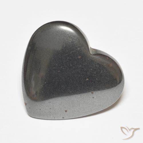 23.70ct Natural Silver Gray Hematite, Heart, Opaque
