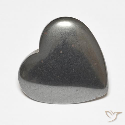 23.70 ct Gray Hematite Stone, Natural Hematite in Heart Cabochon Shape for Sale