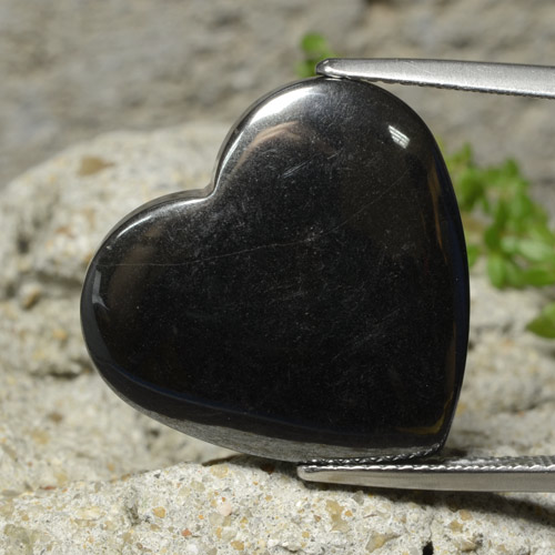 Темно-серый Гематит Камень - 25.8ct Кабошон Сердце (ID: 322392)