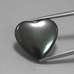 dunkelgrau Hämatit Edelstein - 22.9ct Herz Cabochon (ID: 369156)