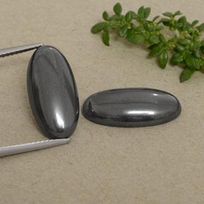 Gris foncé Hématite gemme - 9.4ct Ovale Cabochon (ID: 491583)