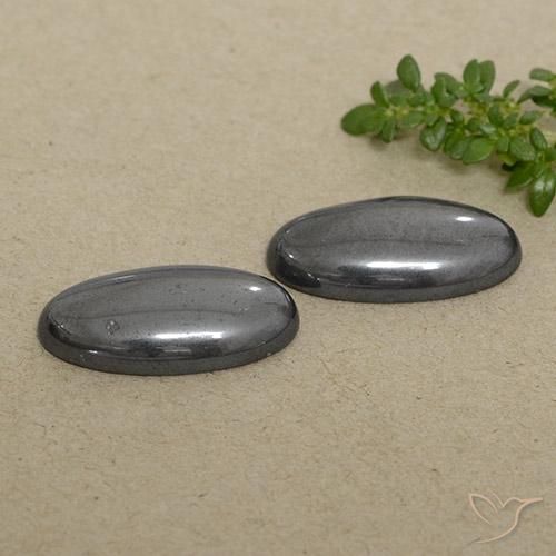 19.31 ctw Gray Hematite Stones, Natural Hematite in Oval Cabochon Shape for Sale