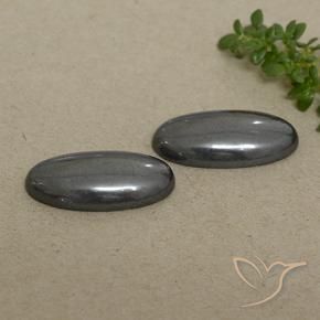 18.06 ctw Gray Hematite Stones, Natural Hematite in Oval Cabochon Shape for Sale
