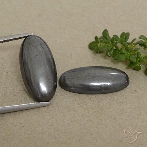 18.34ctw Natural Black Gray Hematite, Oval, Opaque