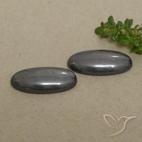 18.34 ctw Gray Hematite Stones, Natural Hematite in Oval Cabochon Shape for Sale