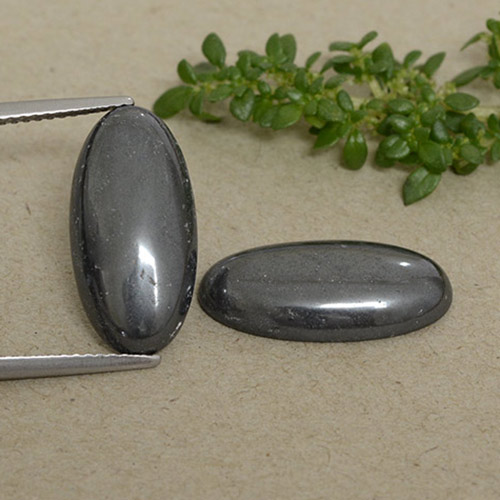 Black Gray Hematite Gem - 9ct Oval Cabochon (ID: 491592)