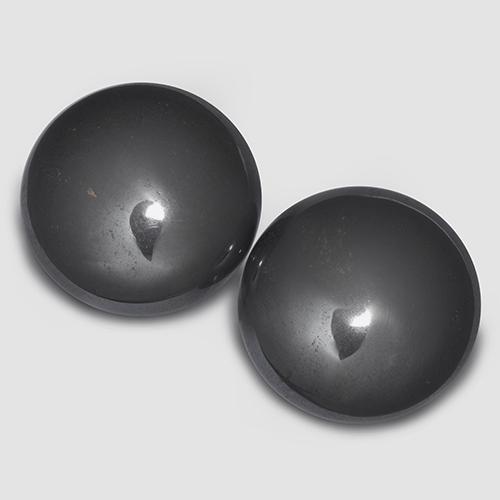 Paire d'hématite Tour 20,1mm assorties - Poids total 64,57 ct / moyenne 32,29 ct chacune, couleur Noir Gris et pureté Opaque , pierre gemme naturelle Non traité, dureté de Mohs 5.5 à 6.5, Photo A