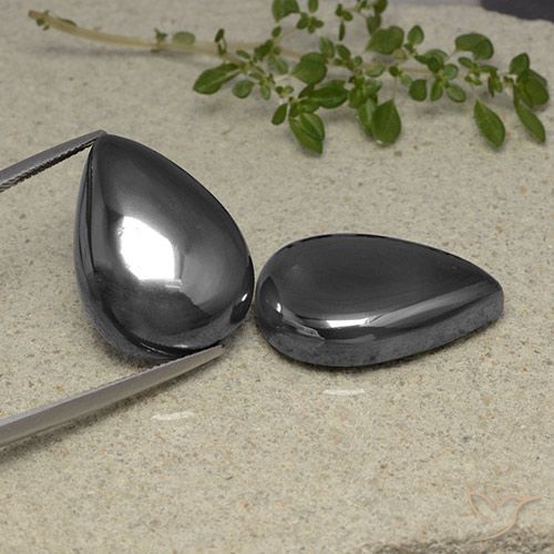 73.93 ct Pear Hematite, 24.3 x 16.9 mm From Brazil, Photo A