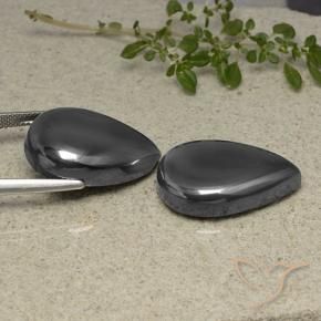 Hematite Gemstones in 24.3 x 16.9 mm Size for Sale, Hematite Stones in Dark Gray Color