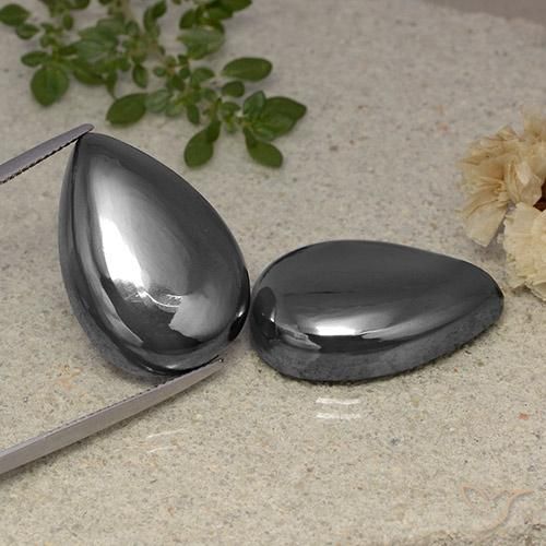 79.12ctw Natural Medium Grey Hematite, Pear Shape, Opaque