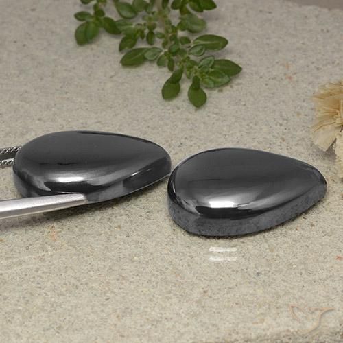 Hematite Gemstones in 24.7 x 16.9 mm Size for Sale, Hematite Stones in Medium Grey Color
