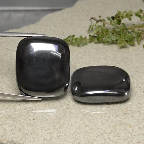 Black Gray Hematite Gem - 58.8ct Cushion Cabochon (ID: 491762)
