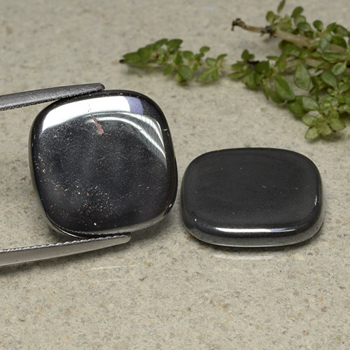 Dark Gray Hematite Gem - 13.2ct Cushion Cabochon (ID: 491767)