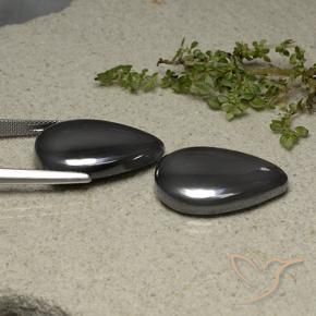 Hematite Gemstones in 24.3 x 16.8 mm Size for Sale, Hematite Stones in Black Gray Color