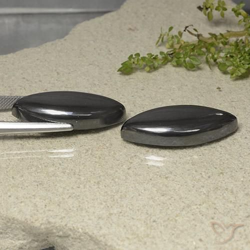 Hematite Gemstones in 29.4 x 13.6 mm Size for Sale, Hematite Stones in Black Gray Color