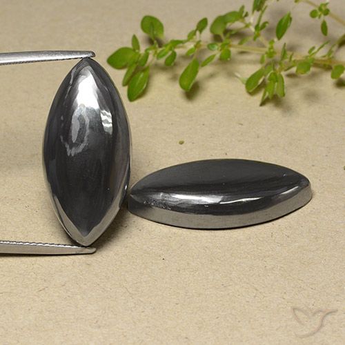 46.29 ct Marquise Hematite, 25.5 x 12.2 mm From Brazil, Photo A