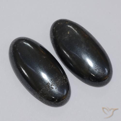 17.40 ctw Gray Hematite Stones, Natural Hematite in Oval Cabochon Shape for Sale