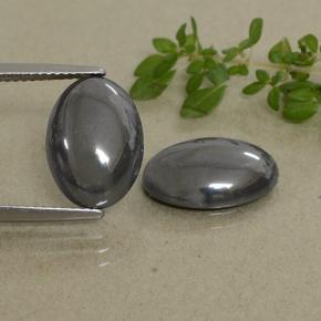 14.47 ctw Gray Hematite Gemstones, Hematite Gems in Oval Cabochon Shape for Sale.