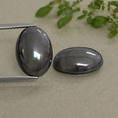 Темно-серый Гематит Камень - 7.6ct Овал Кабошон (ID: 491910)