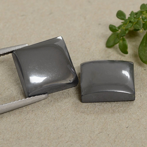 Medium Grey Hematite Gem - 7.4ct Square Cabochon (ID: 491982)