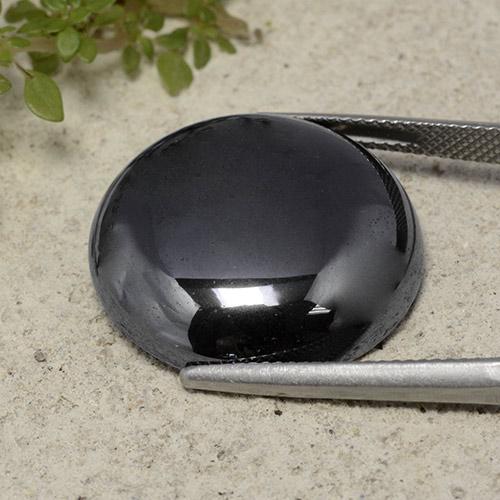 Dark Gray Hematite Gem - 40.7ct Round Cabochon (ID: 497792)