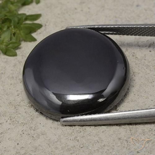 Black Gray Hematite Gem - 42.3ct Round Cabochon (ID: 497798)