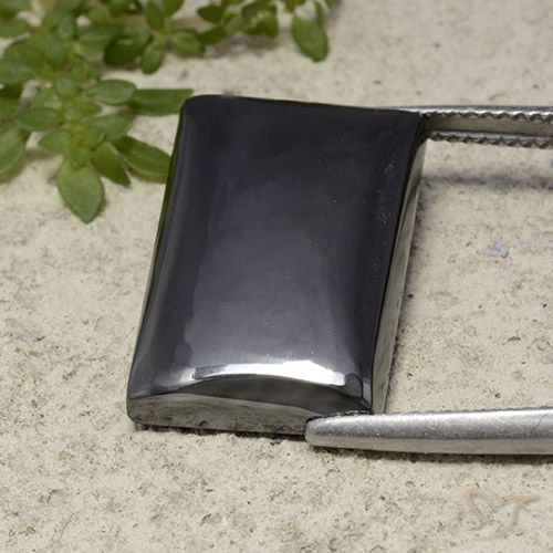 19,8 x 13,1mm baguetteschliff grauer Hämatit aus Brasilien, Gewicht 22,13 ct, 1 Stück Hämatit - Farbe: Schwarz-Grau, natürlicher Edelstein in Opaque Reinheit, Mohs-Härte von 5,5 - 6,5, Photo A