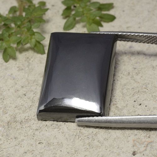 22.79ct Natural Dark Gray Hematite, Baguette, Opaque