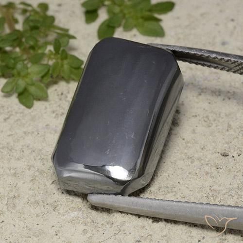 21,68 ct octagonschliff grauer Hämatit aus Brasilien, Größe 20,5 x 12,2mm, Garantiert natürlicher Edelstein, Opaque Reinheit, 1 Stück Hämatit in Schwarz-Grau Farbe, Mohs-Härte von 5,5 - 6,5, Photo A