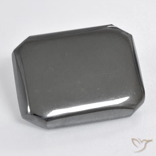 18.98ct Natural Medium Grey Hematite, Emerald Cut, Opaque