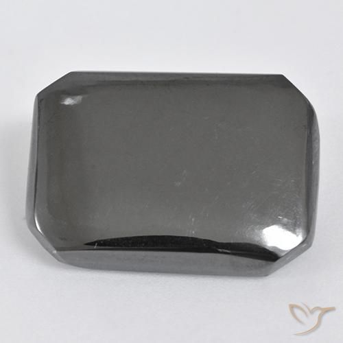 19.55ct Octagon Cabochon Gray Hematite from Brazil, Dimension 20.6 x 15mm, Natural untreated Gemstone, Opaque Clarity, 1 piece Hematite in Silver Gray Color, Mohs Hardness of 5.5 - 6.5, Photo A