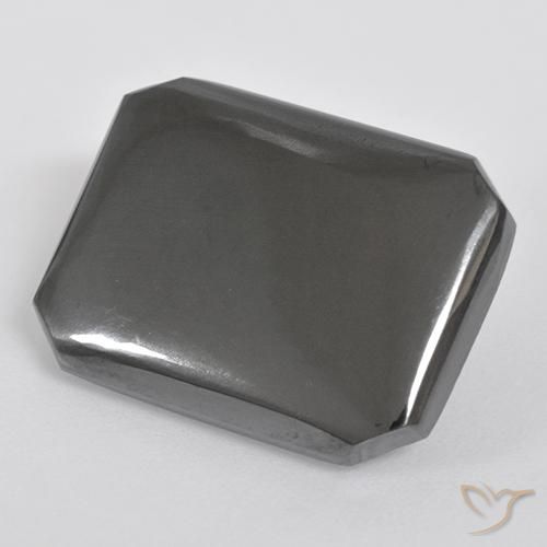 19.67ct Octagon Cabochon Gray Hematite from Brazil, Dimension 19.9 x 15.2mm, Natural untreated Gemstone, Opaque Clarity, 1 piece Hematite in Medium Grey Color, Mohs Hardness of 5.5 - 6.5, Photo A