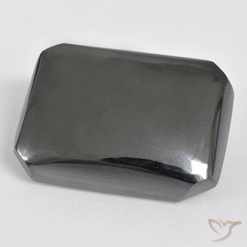 20,9 x 15,1mm octagonschliff grauer Hämatit aus Brasilien, Gewicht 25,04 ct, 1 Stück Hämatit - Farbe: Mittelgrau, natürlicher Edelstein in Opaque Reinheit, Mohs-Härte von 5,5 - 6,5, Photo A