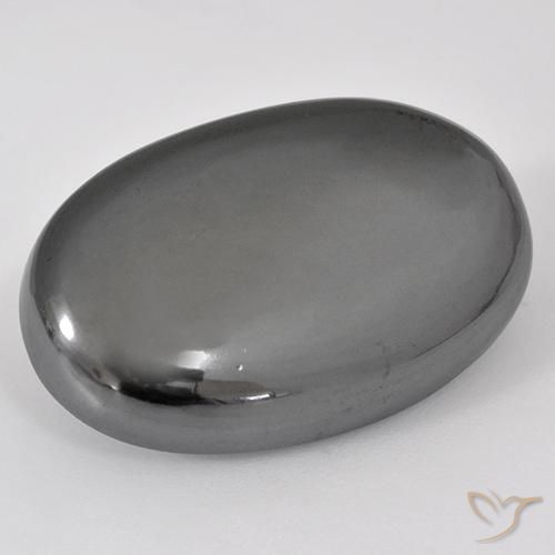 34.18ct Natural Silver Gray Hematite, Oval, Opaque