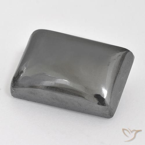 Silver Gray Hematite Gem - 13.9ct Baguette Cabochon (ID: 516179)