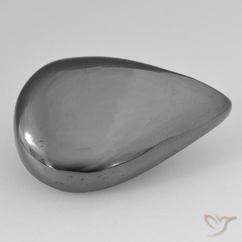 23,8 x 15mm birnenschliff grauer Hämatit aus Brasilien, Gewicht von 26,52 ct, natürlicher Edelstein in Opaque Reinheit, 1 Stück birnenschliff Hämatit - Farbe: Mittelgrau, Mohs-Härte von 5,5 - 6,5, Photo A