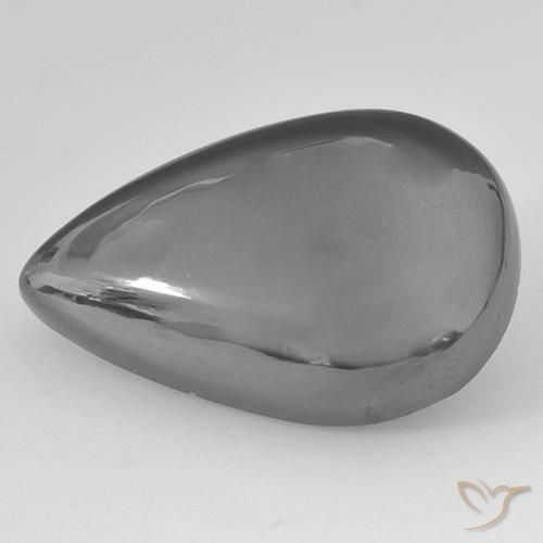 25.28 ct Gray Hematite Stone, Natural Hematite in Pear Cabochon Shape for Sale