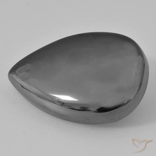 31.99 ct Gray Hematite Stone, Natural Hematite in Pear Cabochon Shape for Sale