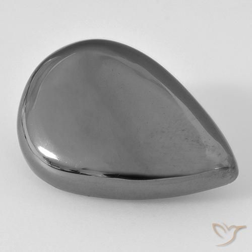 28.33 ct Gray Hematite Stone, Natural Hematite in Pear Cabochon Shape for Sale
