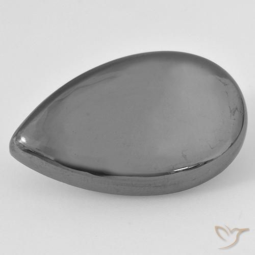 29.68 ct Gray Hematite Stone, Natural Hematite in Pear Cabochon Shape for Sale