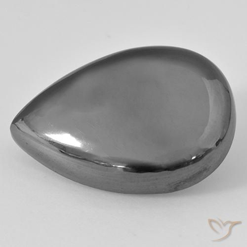 29.68 ct Gray Hematite Stone, Natural Hematite in Pear Cabochon Shape for Sale