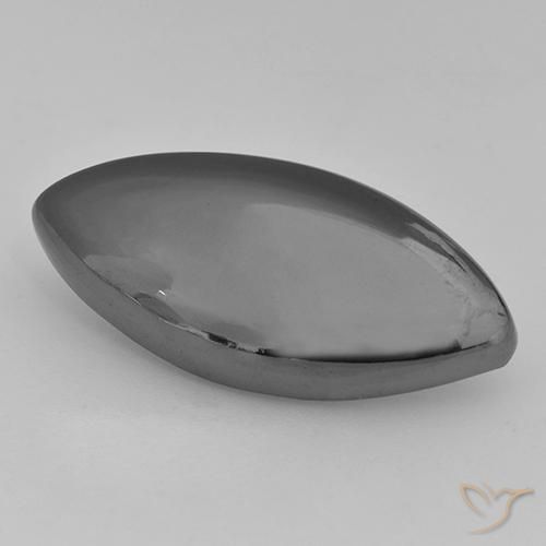 19.34 ct Gray Hematite Stone, Natural Hematite in Marquise Cabochon Shape for Sale