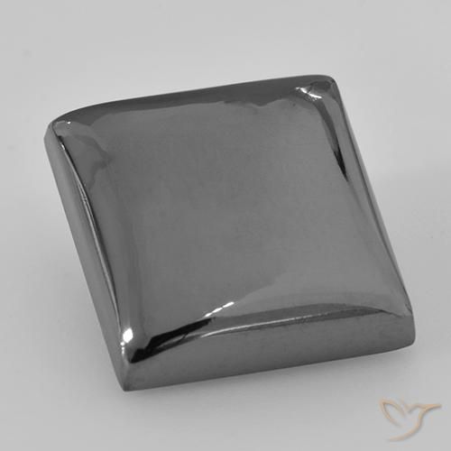 17,2 x 16,3mm quadratischer grauer Hämatit aus Brasilien, Gewicht 28,45 ct, 1 Stück Hämatit - Farbe: Mittelgrau, natürlicher Edelstein in Opaque Reinheit, Mohs-Härte von 5,5 - 6,5, Photo A