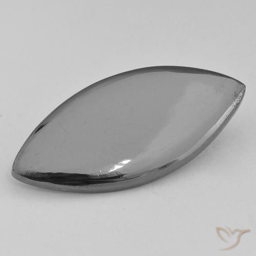 13,62 ct marquise schliff grauer Hämatit aus Brasilien, Größe 26,8 x 12,2mm, Garantiert natürlicher Edelstein, Opaque Reinheit, 1 Stück Hämatit in Mittelgrau Farbe, Mohs-Härte von 5,5 - 6,5, Photo A