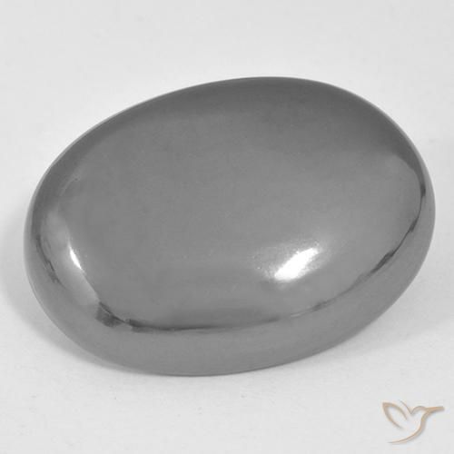 36.77 ct Gray Hematite Stone, Natural Hematite in Oval Cabochon Shape for Sale