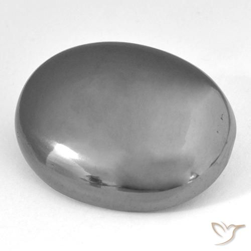 22,9 x 17,8mm ovaler grauer Hämatit aus Brasilien, Gewicht 34,11 ct, 1 Stück Hämatit - Farbe: Mittelgrau, natürlicher Edelstein in Opaque Reinheit, Mohs-Härte von 5,5 - 6,5, Photo A
