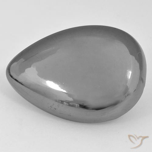 33.60ct Natural Silver Gray Hematite, Pear Shape, Opaque