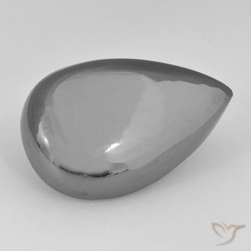 33.84ct Natural Silver Gray Hematite, Pear Shape, Opaque